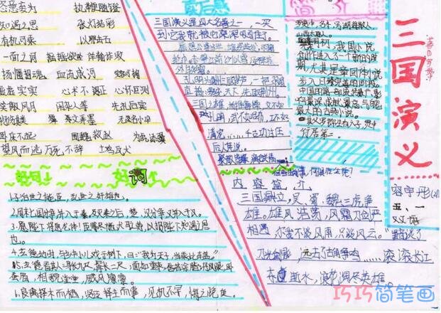 小学生关于三国演义三国知识三国故事手抄报怎么画简单漂亮