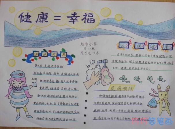 小学生关于健康等于幸福健康知识健康手抄报怎么画简单漂亮