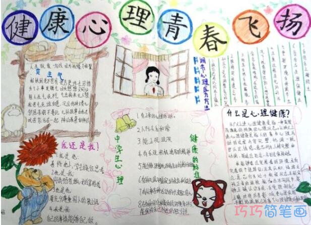 小学生关于健康心理青春飞扬打开心灵之窗的手抄报怎么画简单漂亮