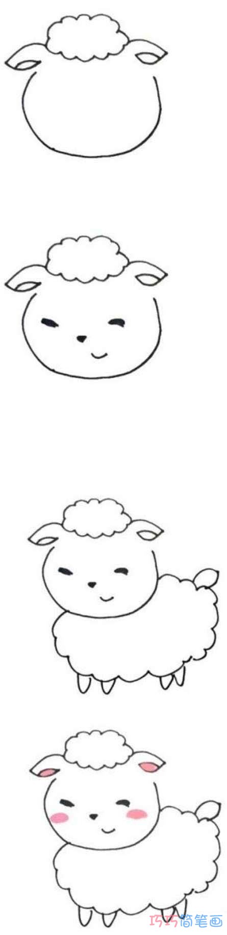 简单可爱小绵羊的画法详细步骤图填色