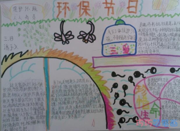 小学生关于绿色环保保护地球知识手抄报怎么画简单漂亮