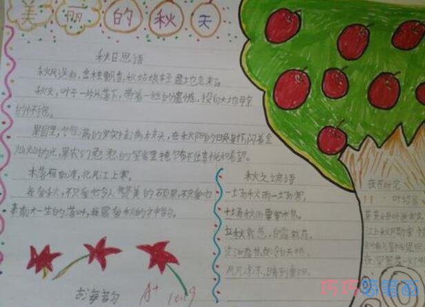 小学生关于美丽的秋天苹果属的手抄报怎么画简单漂亮