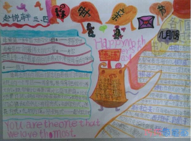 小学生关于母亲节妈妈的爱母亲节快乐的手抄报怎么画简单漂亮