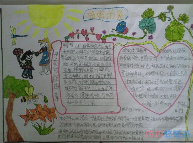 小学生关于母亲节妈妈的爱母亲节快乐的手抄报怎么画简单漂亮