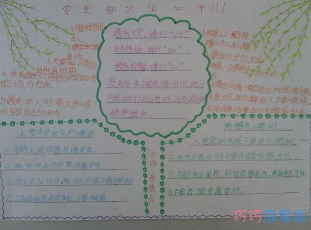 小学生关于安全知识记心中安全伴我行的手抄报怎么画简单漂亮