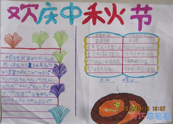 小学生关于欢庆中秋节中秋节快乐的手抄报怎么画简单漂亮