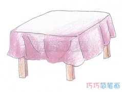 四方桌子简笔画画法步骤图彩色简单漂亮