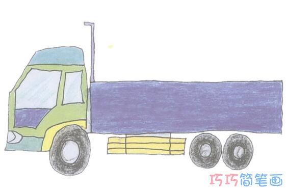 儿童卡车简笔画怎么画填色带步骤图