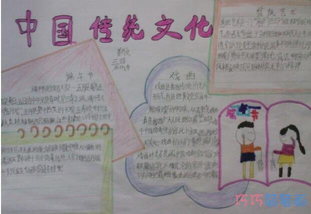 小学生关于弘扬中华传统文化的手抄报怎么画简单漂亮
