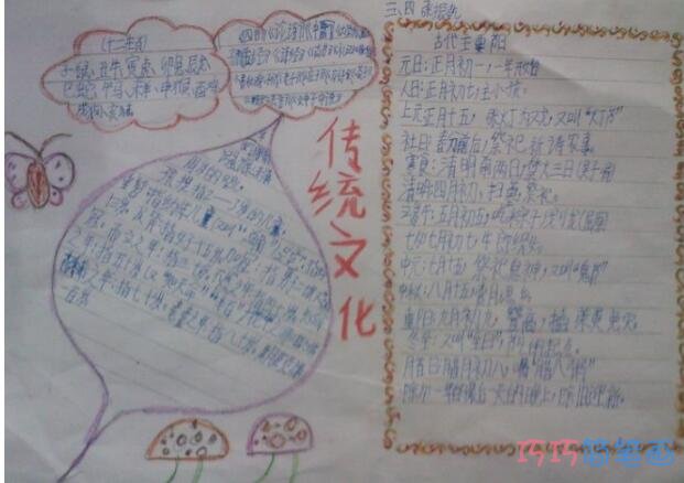 小学生关于传统文化彩色文字框的手抄报怎么画简单又漂亮