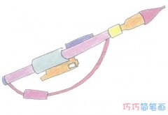 儿童简单火箭筒简笔画画法步骤图彩色