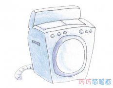 手绘儿童洗衣机简笔画怎么画带步骤图彩色