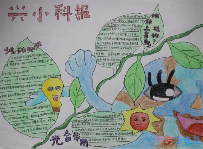 小学生关于科技地球知识植物光合作用手抄报怎么画简单好看