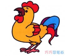 幼儿园简单大公鸡简笔画 涂色大公鸡怎么画