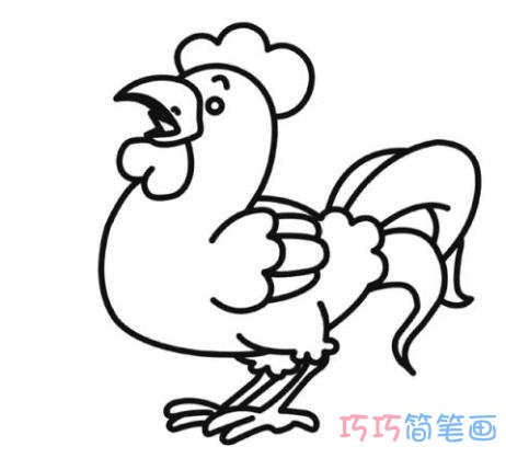 幼儿园简单大公鸡简笔画 涂色大公鸡怎么画