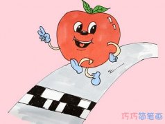 卡通苹果涂颜色怎么画简单漂亮步骤图