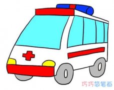 幼儿园简单救护车的画法步骤教程涂颜色