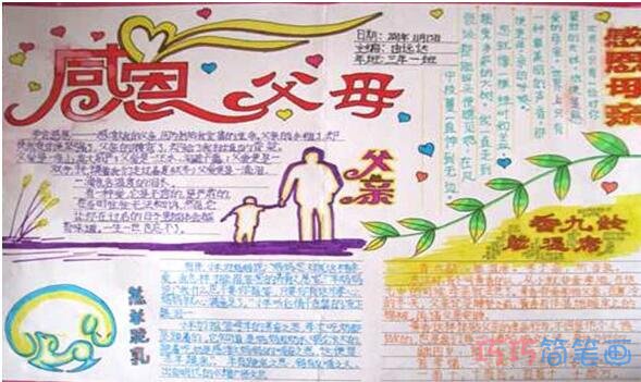 关于感恩父母感恩的心的手抄报怎么画简单又漂亮