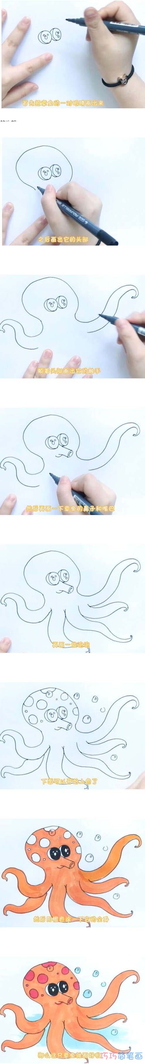 教你如何画章鱼简笔画步骤教程涂颜色