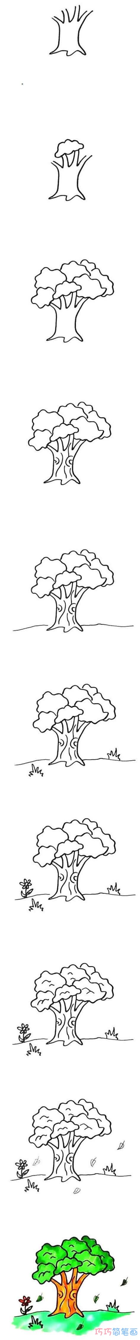 怎么绘画大树简笔画步骤涂色简单好看