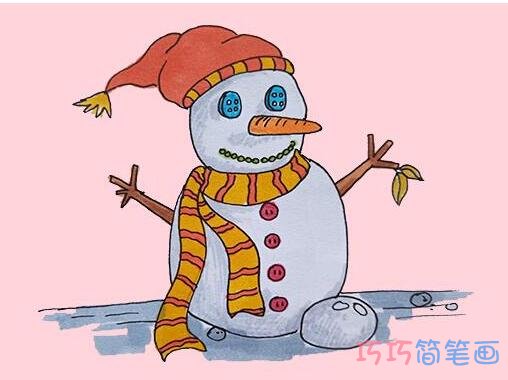 怎么绘画雪人简笔画步骤教程涂颜色简单