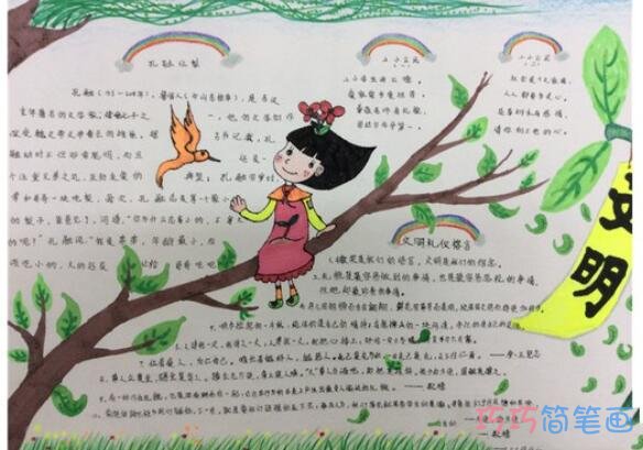 关于文明礼仪讲文明改陋习的手抄报怎么画简单又好看