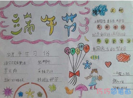 关于粽叶飘香粽子文化端午节的手抄报怎么画简单又好看