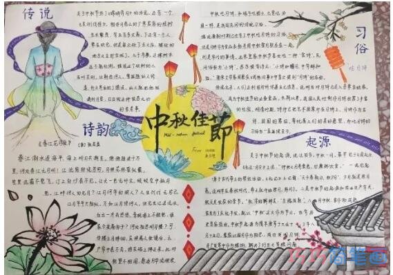 关于中秋节传统节日中秋习俗的手抄报怎么画简单又好看