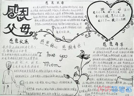 小学生关于感恩父母的手抄报的画法简单漂亮