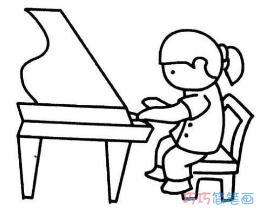 儿童钢琴演奏简笔画画法教程简单漂亮