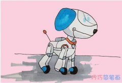 汪汪队机器狗的画法步骤教程涂颜色简单