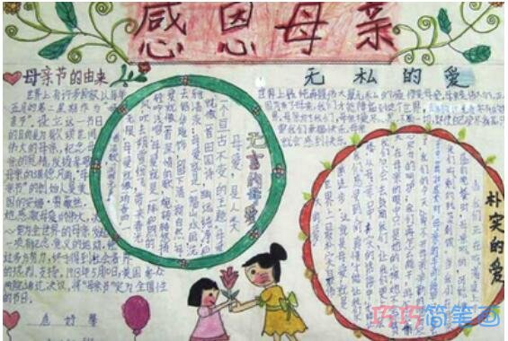 关于感恩母亲母亲节的由来的手抄报怎么画简单漂亮