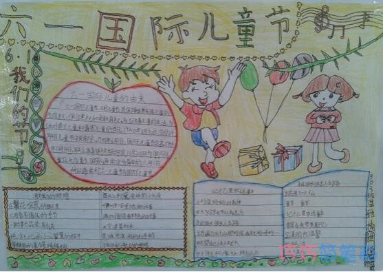 小学生关于庆祝六一一等奖手抄报的画法简单漂亮