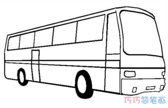 儿童简单大巴车的画法步骤简笔画教程
