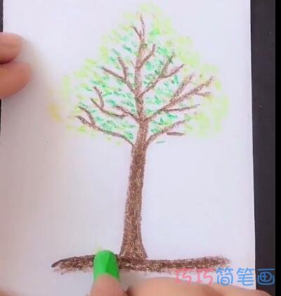 简单蜡笔小树的画法简笔画视频教程