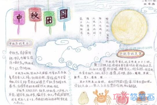 关于中秋节吃月饼的手抄报怎么画简单漂亮