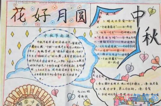 关于花好月圆中秋节的手抄报的画法简单漂亮