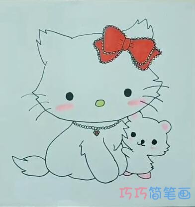 简单一只可爱Kitty猫的画法简笔画视频教程