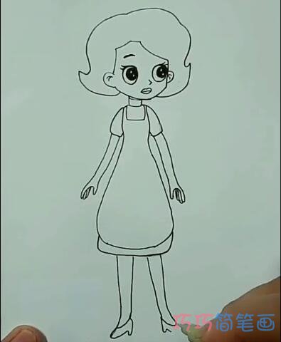 简单围裙妈妈的画法简笔画视频教程