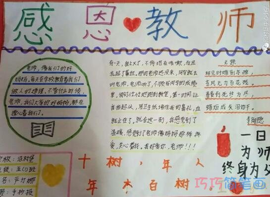 关于感恩教师一日为师终身为父的手抄报怎么画简单漂亮
