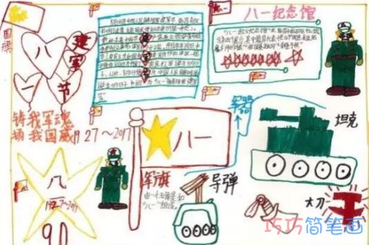 一年级小学生关于八一建军节的手抄报的画法简单漂亮