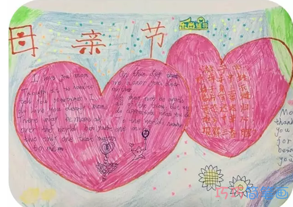 小学生关于母亲节快乐英文手抄报的画法简单漂亮