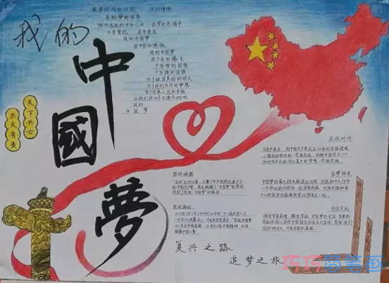 关于我的中国梦的获奖手抄报的画法简单漂亮