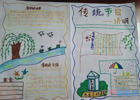 三年级小学生关于清明节的手抄报怎么画简单漂亮