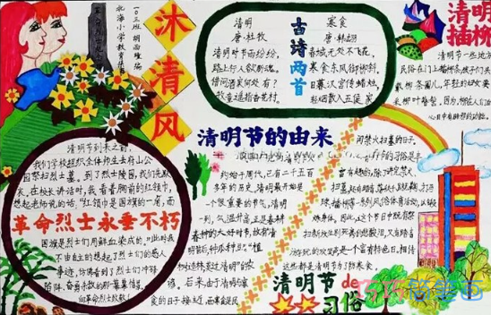 关于清明节的由来清明习俗的手抄报的画法简单漂亮