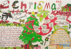 小学生关于圣诞节英文一等奖手抄报模板简单漂亮