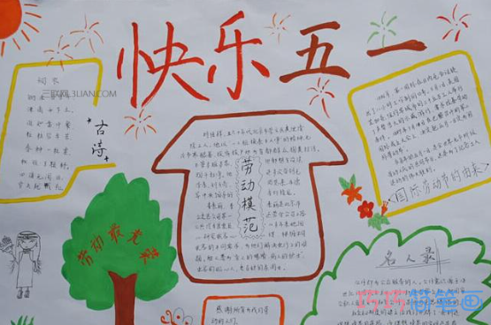 小学生关于快乐五一劳动节的手抄报的画法简单漂亮