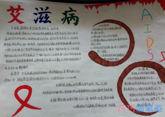 六年级关于直击艾滋的手抄报的画法简单漂亮