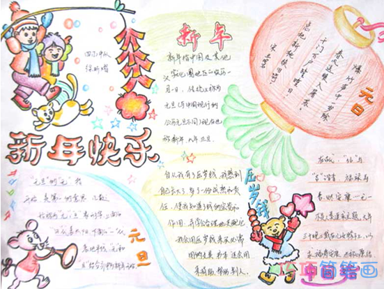关于春节习俗新年舞狮的手抄报怎么画简单漂亮