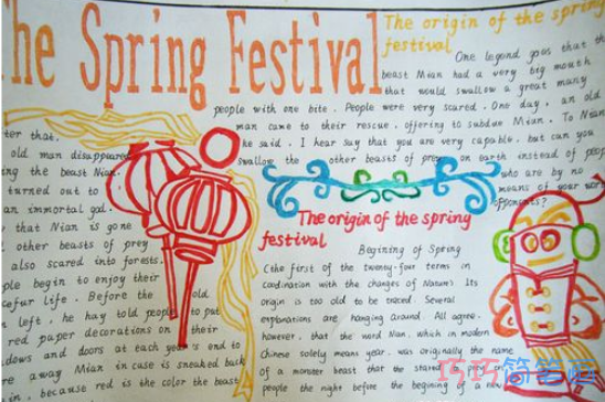 小学生关于春节的英文手抄报的画法简单漂亮